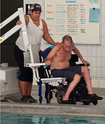 Multiple sclerosis is aided by pool lift